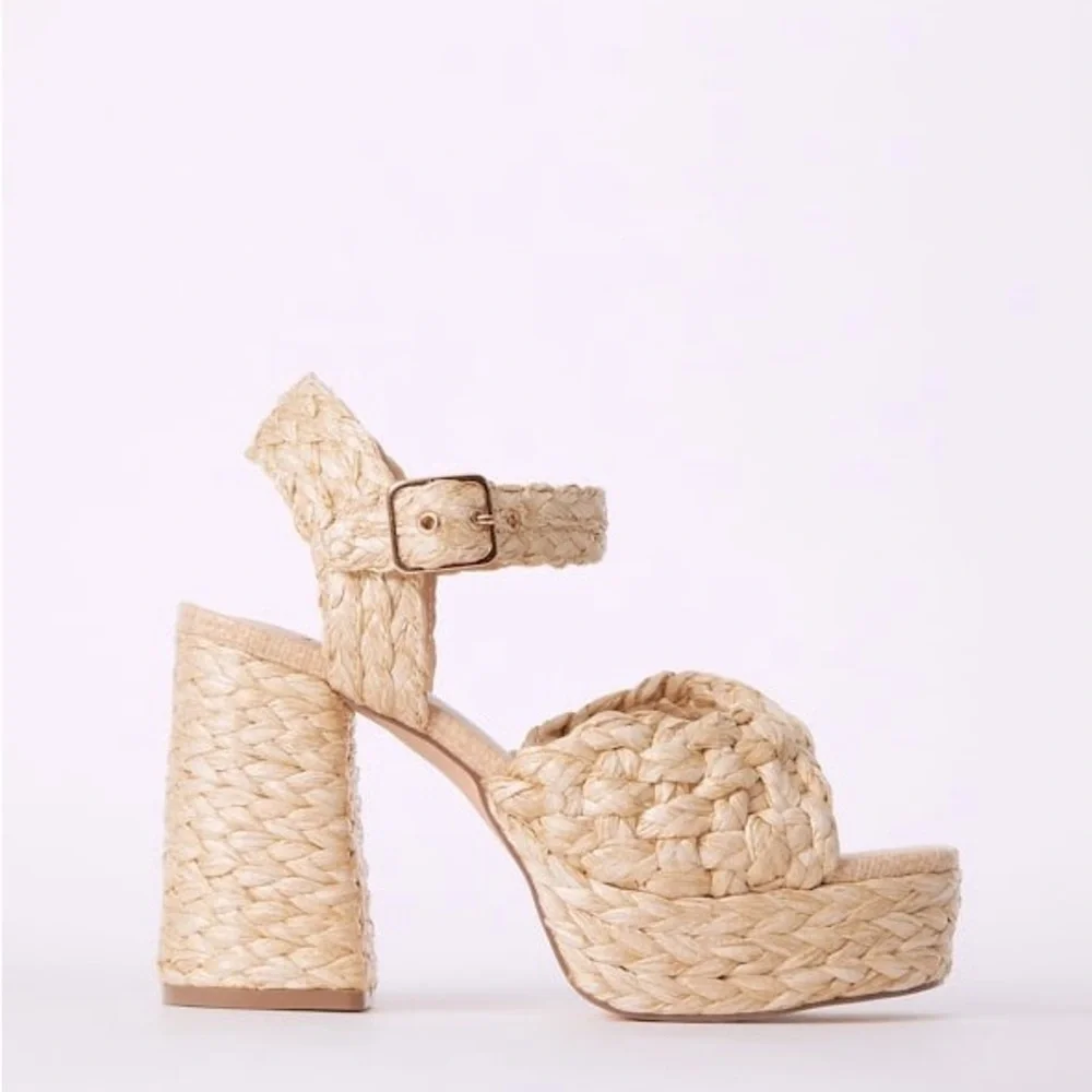 JustFab Women’s Rosalie Chunky Heel Espadrille Platform Sandals Shoes Size 11